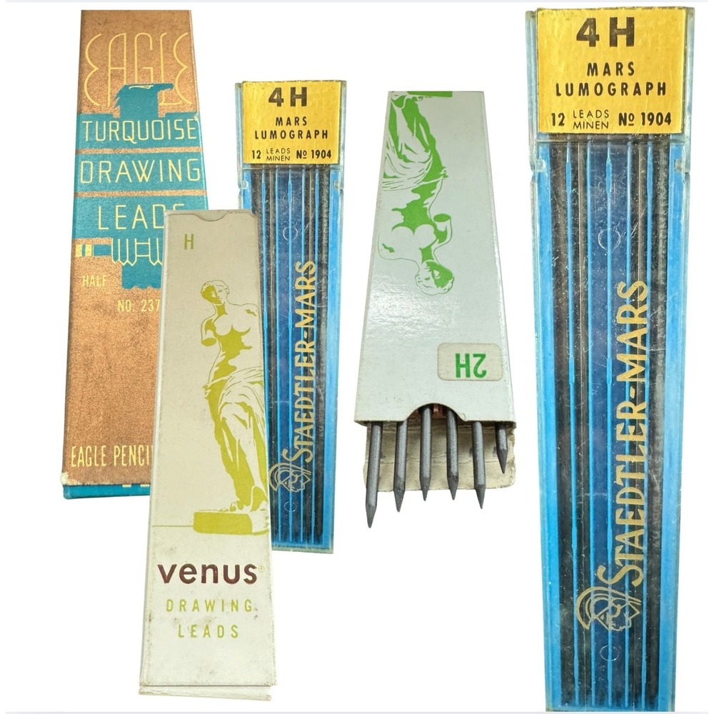 Vintage Staedtler Mars Venus Eagle Drawing Leads Lot 2H 3H 4H Drafting Refills‎